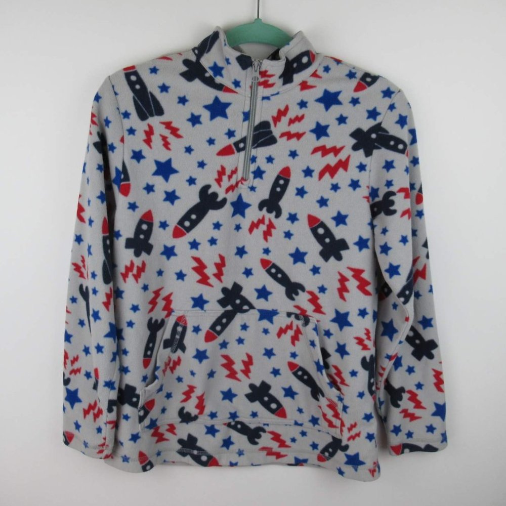 Hanna Andersson Space Rocket Quarter Zip Fleece Sweater sz 160 cm US 14/16